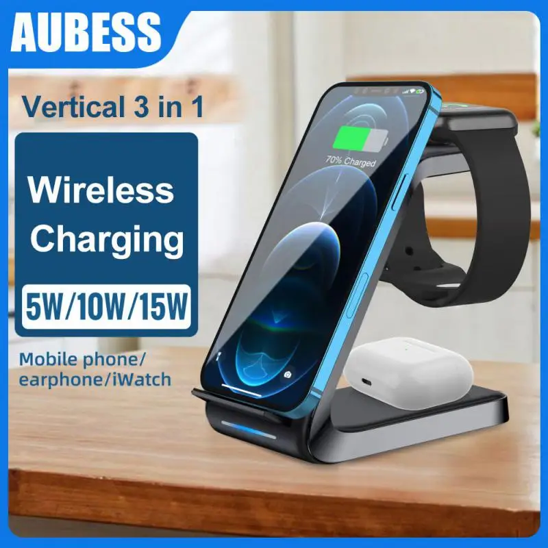 Mobile Phone Wireless Charger Led Multi-function Wireless Charger 15w Fast Charging Phone Accessories Charging Station Desktop