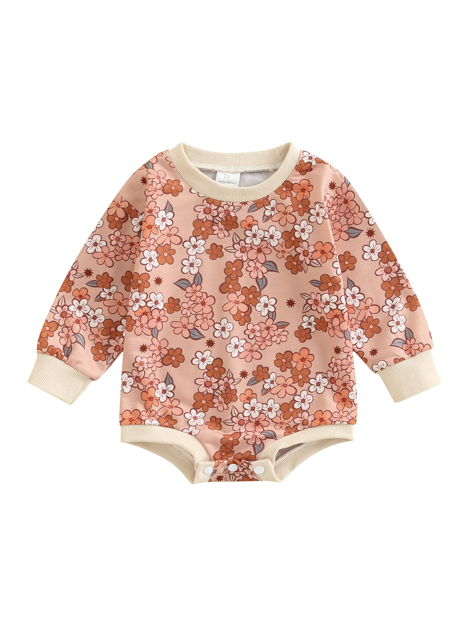 

Baby Girls Sweatshirt Romper Clothes Floral Print Long Sleeve Crew Neck Casual Bodysuit Jumpsuit
