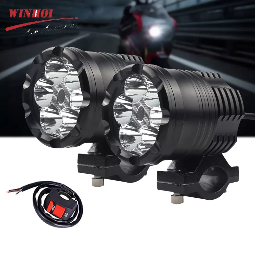 

NEW2023 2PCS 60W Additional Led Headlights for Motorcycle Universal Moto Spotlight LED Motorcycle Headlight Auxiliary 12V 24V C