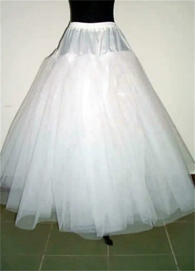 

White 3-Layers Tulle Hoopless Wedding Dress Underskirt Petticoat 2022