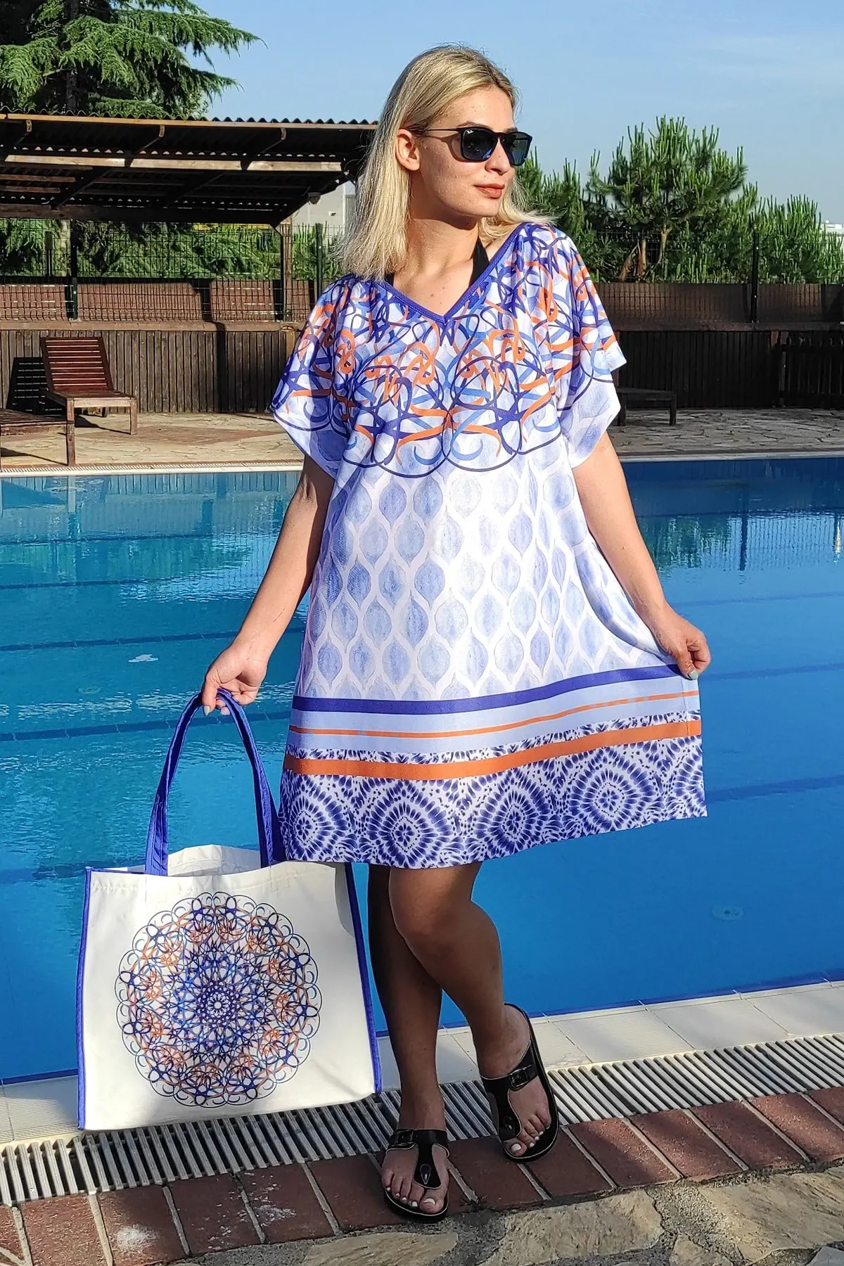 

Women's Pareo Combine And Beach Bag Swimwear Cover Dress Sexy Tunic Suit Beachwear Female Beach Bikini Cover