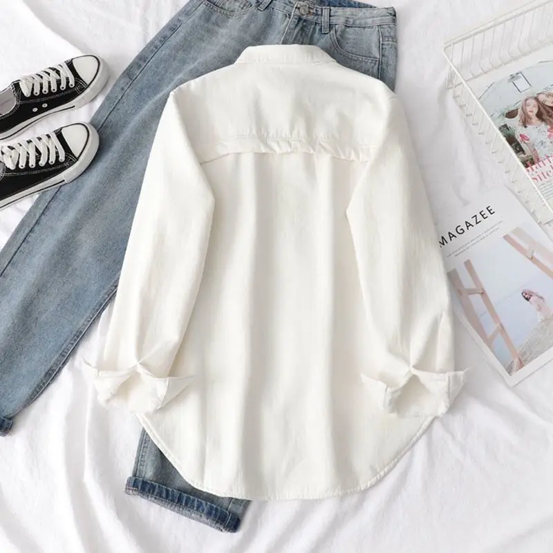 Осенне-зимние флисовые рубашки Женская однотонная Толстая теплая блузка на