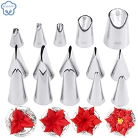 flower leaves rose nozzles 5pcs stainless steel icing piping nozzle pastry tips for cream cake fondant baking decorating tools