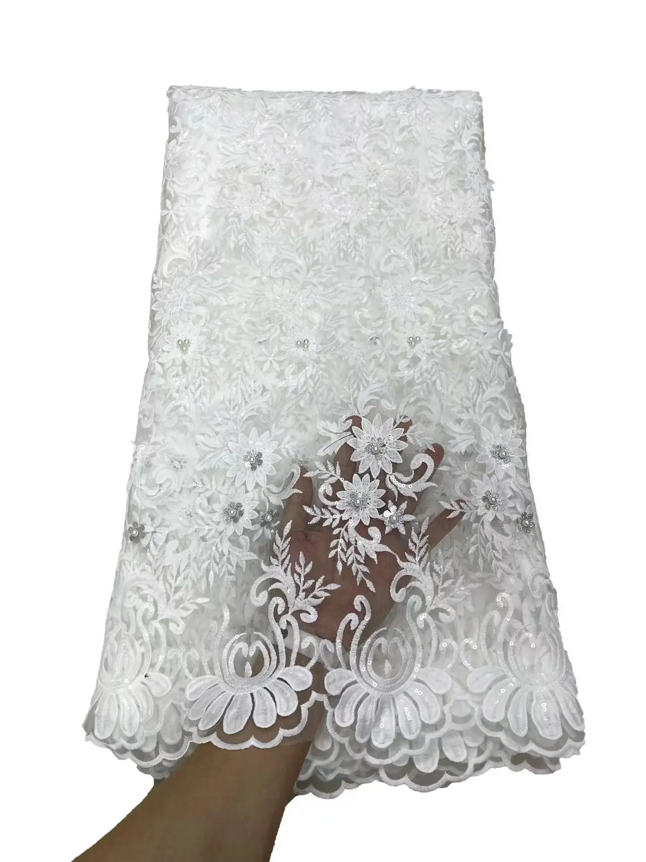 Модная африканская кружевная ткань с блестками 2022 Высококачественная вышивка