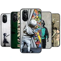 banksy graffiti war peace cover clear phone case for huawei honor 20 10 9 8a 7 5t x pro lite 5g black etui coque hoesjes comic
