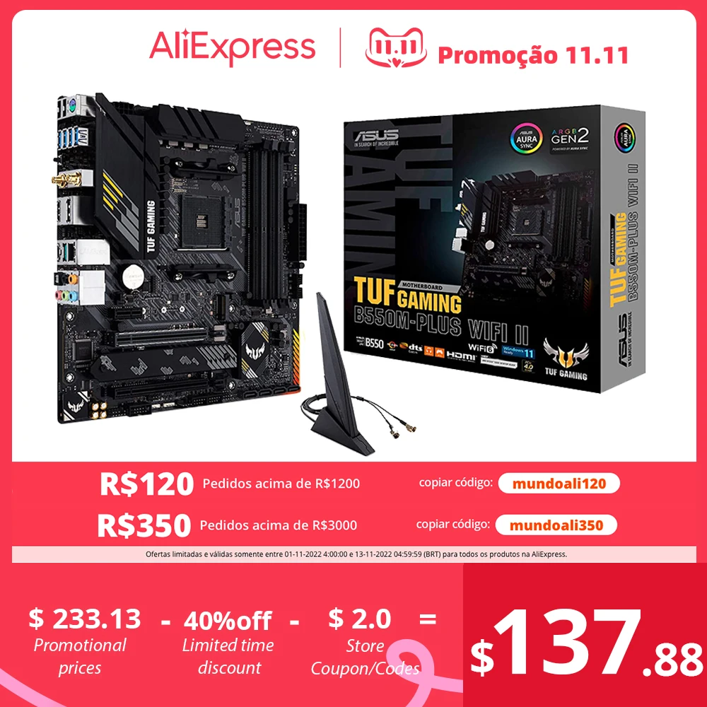 

New ASUS TUF GAMING B550M PLUS (WI-FI) II Micro-ATX B550M Motherboard DDR4 4600 MHz 128G Mining Set AM4 Support AMD Ryzen CPU