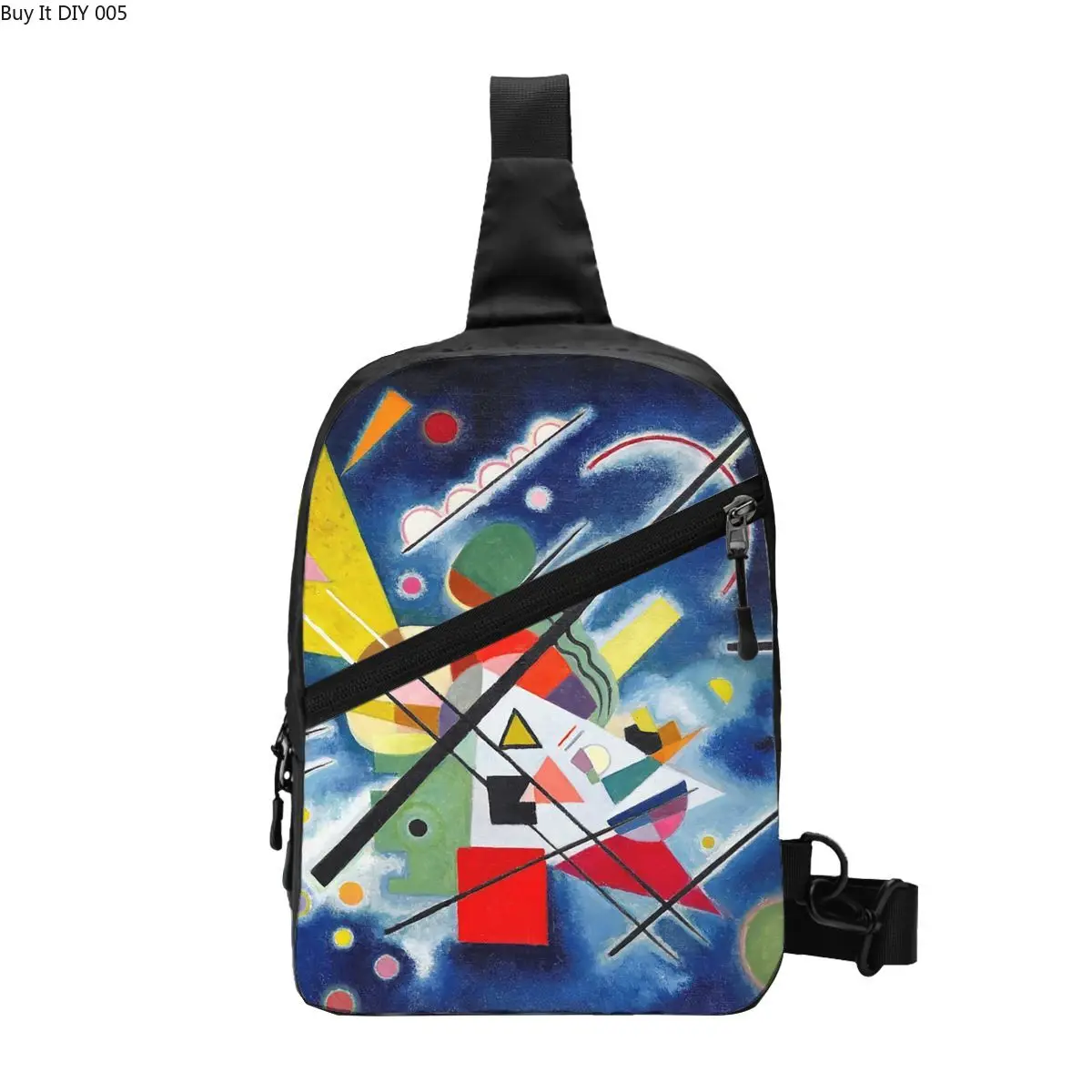 

Wassily Kandinsky Crossbody Sling Backpack Men Custom Blue Painting Chest Shoulder Bag for Cycling Camping Daypack