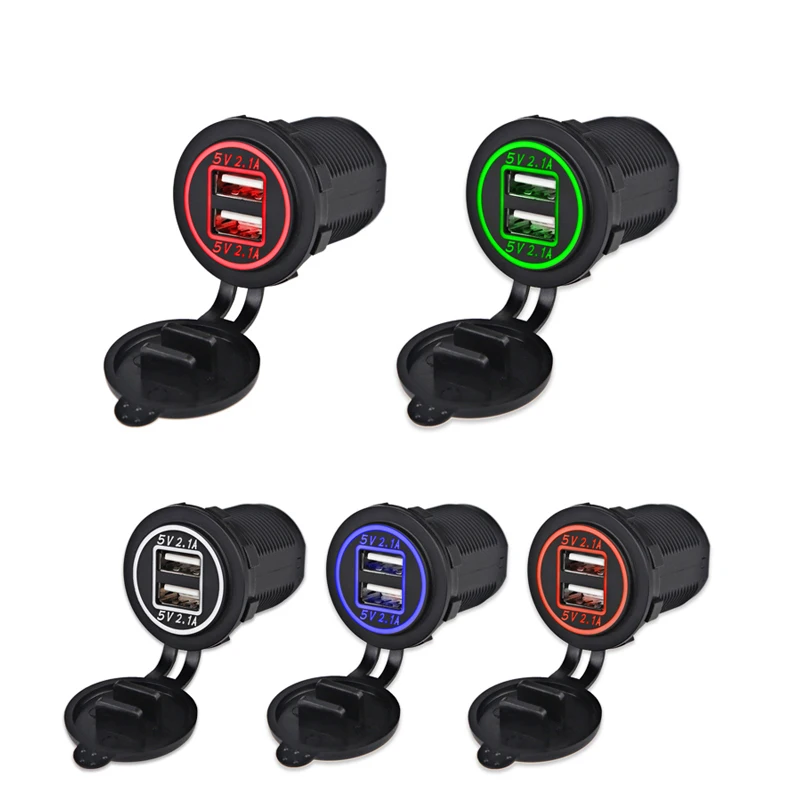 

4.2A Dual USB Car Charge Cigarette Charger Socket Waterproof Power Outlet LED USB Charger For Car Boat Marine Motorcycle