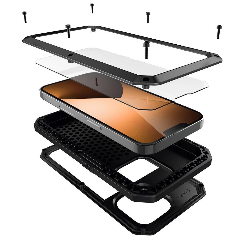 

Чехол для iPhone 14 13 12 11 Pro Max Mini 8 7 Plus, сверхпрочный защитный бронированный металлический алюминиевый чехол для телефона, Роскошный чехол