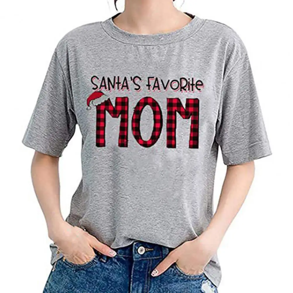 

Casual Women T-shirt Eye-catching Portable Women Tee Top Half Sleeve Mom Women Pullover