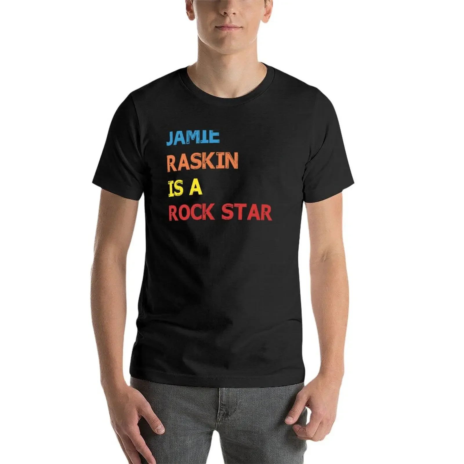 Винтажная футболка Jamie Raskin is a Rock Star винтажные однотонные корейские модные