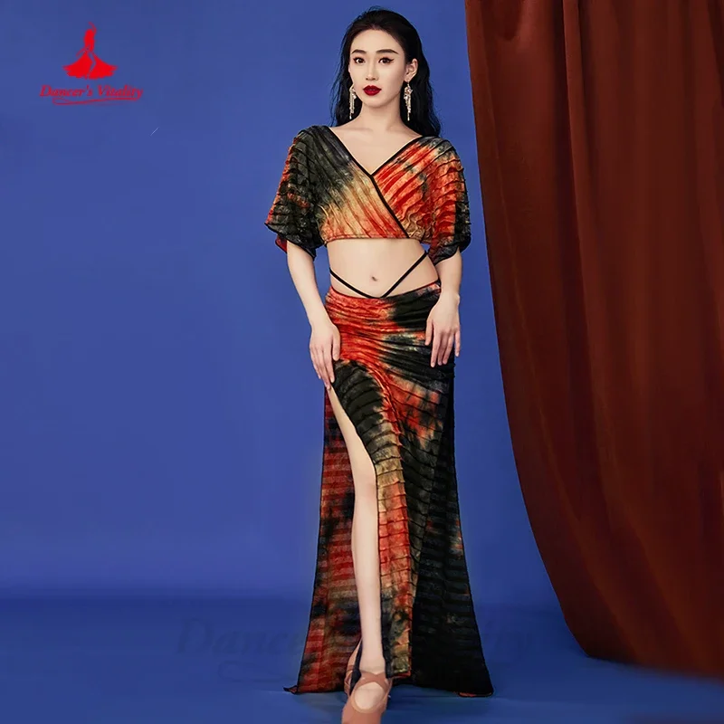 Костюм для танца живота женский бархатный костюм с топом коротким рукавом и