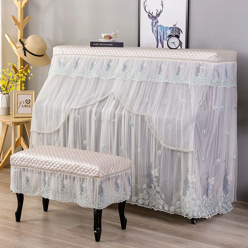 

Lace All Inclusive Piano Cover Stool Covers Half Dust-Proof Covers Piano Keyboard Dust proof Cover Furniture Protective Cover