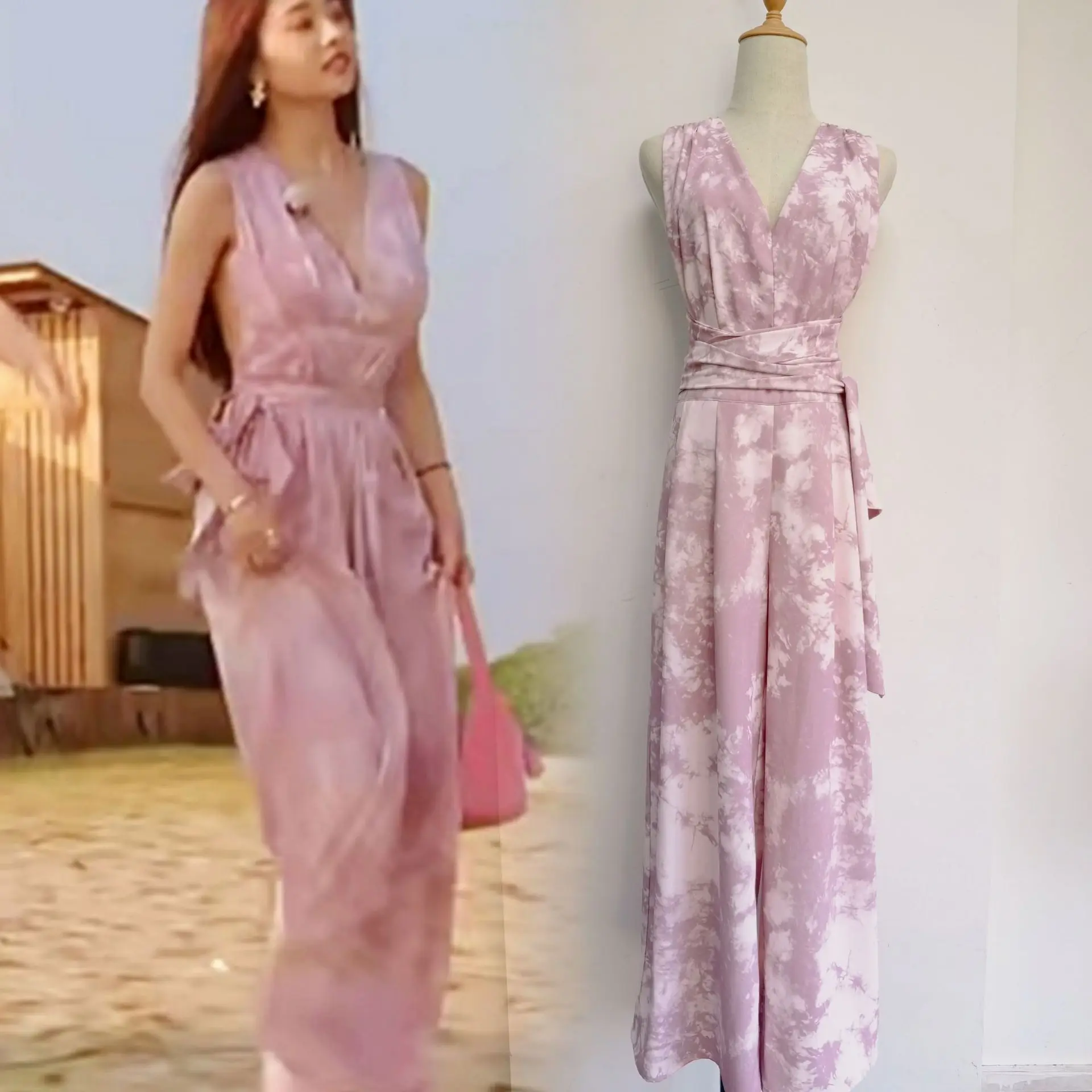 

Женский пляжный комбинезон без рукавов, с V-образным вырезом и принтом