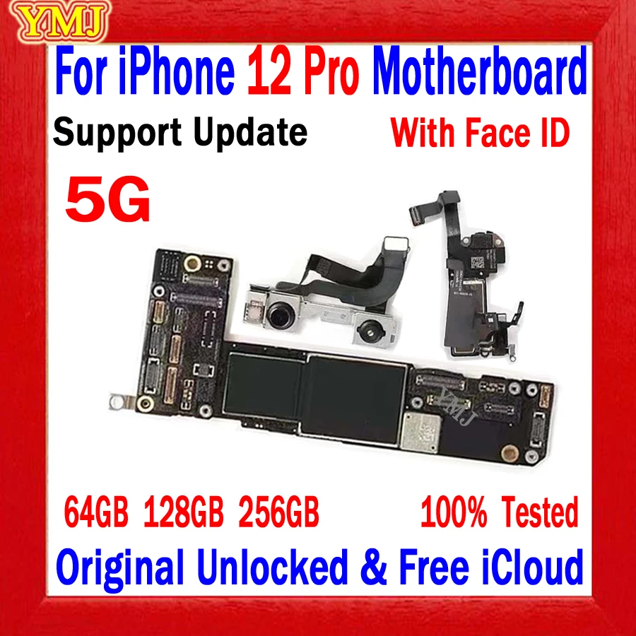 

128g/256g/512g Support Update Mainboard For IPhone 12 PRO Motherboard Original Unlocked With/No Face ID Logic Board Clean Icloud