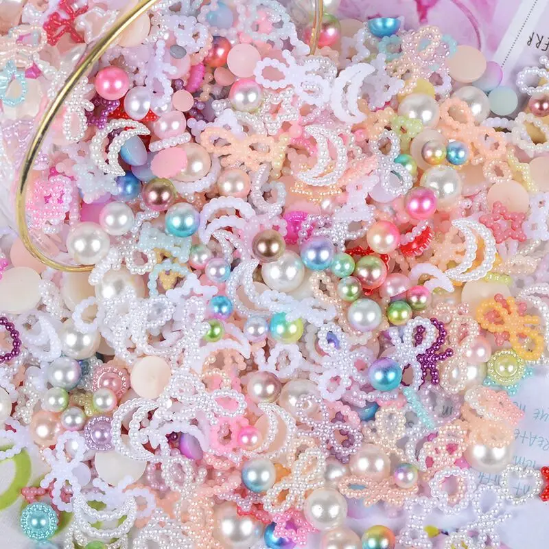 

50g Imitation Pearl Mix Styles Resin Ornaments DIY Intersperse Accessories Craft Supplies Phone Shell Patch Home Decor Materials