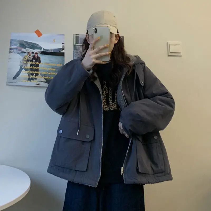 Thicker Soft Woolen Parkas Coat Women Autumn Winter Fashion Hooded Double-side Female Clothing Long Sleeve Tops Woman Outwear