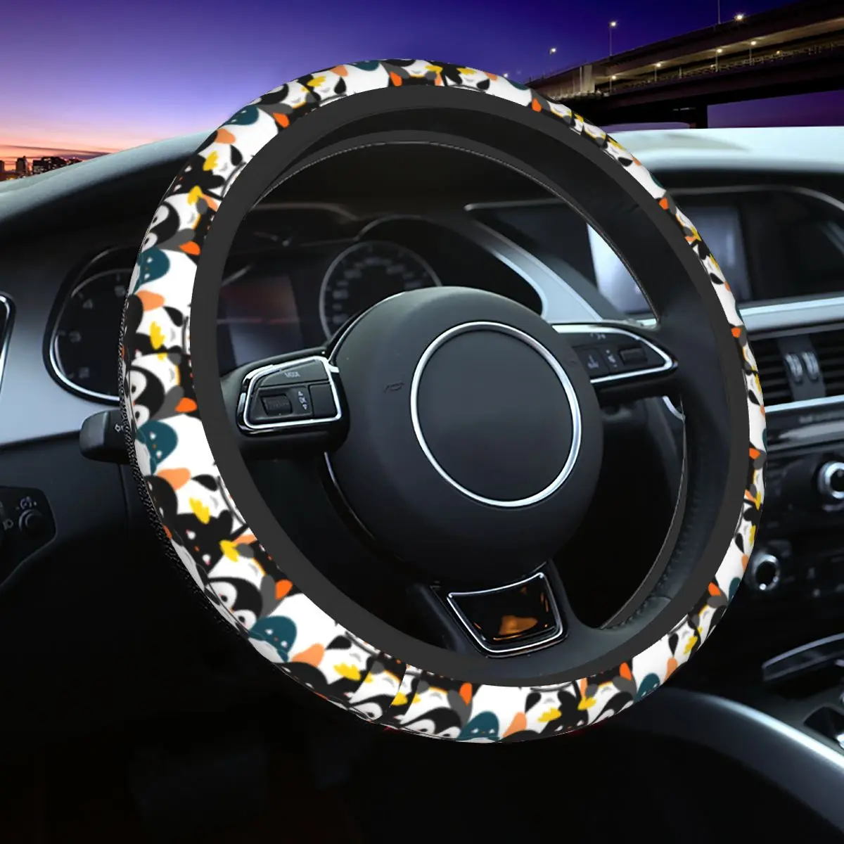 

37-38 Car Steering Wheel Cover Chubby Penguin Pattern Soft Cartoon Animal Car-styling Suitable Car Accessories
