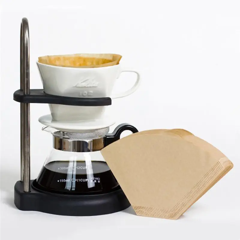 

300 шт. неотбеленные бумажные конусы для фильтрации кофе, чашки, кофейное ситечко, инструмент для круговой секции бумаги для кофемашины