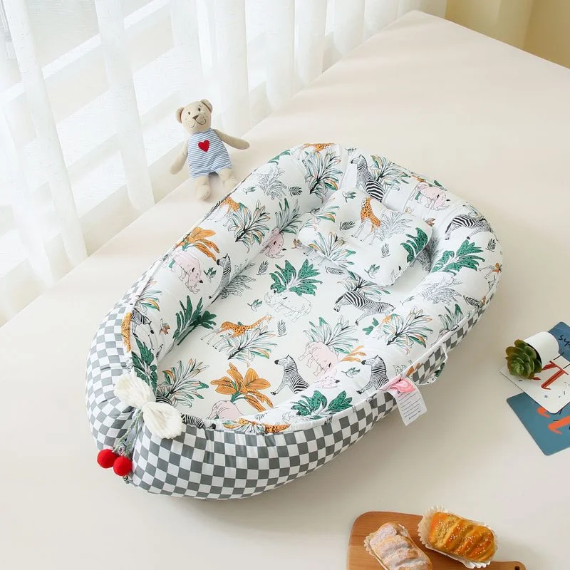 

90x50cm Portable Knot Baby Bed Kids Crib Travel Baby Nest For Newborn Toddler Cot Removable Washable Bassinet Room Decor