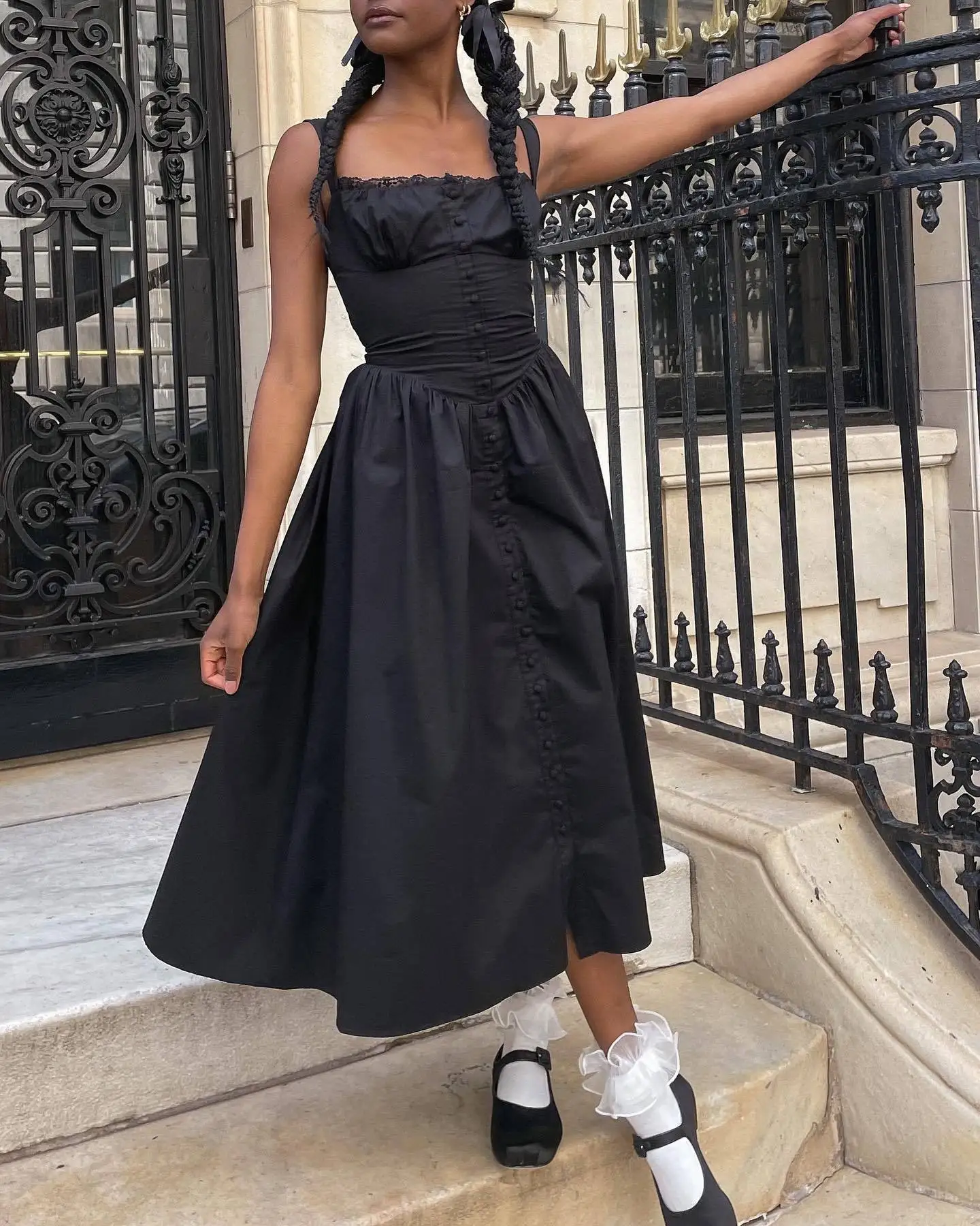 

Women's Halter Wrap Midi Dress, Small Floral, Monochromatic, Long, Sexy, Tight Button, Casual, Party, Club, Vacation, Travel