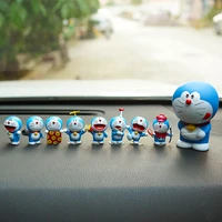 8pcs hand props blue fat robot cat car interior decoration pvc car console decoration accessories gadgets dolls for car