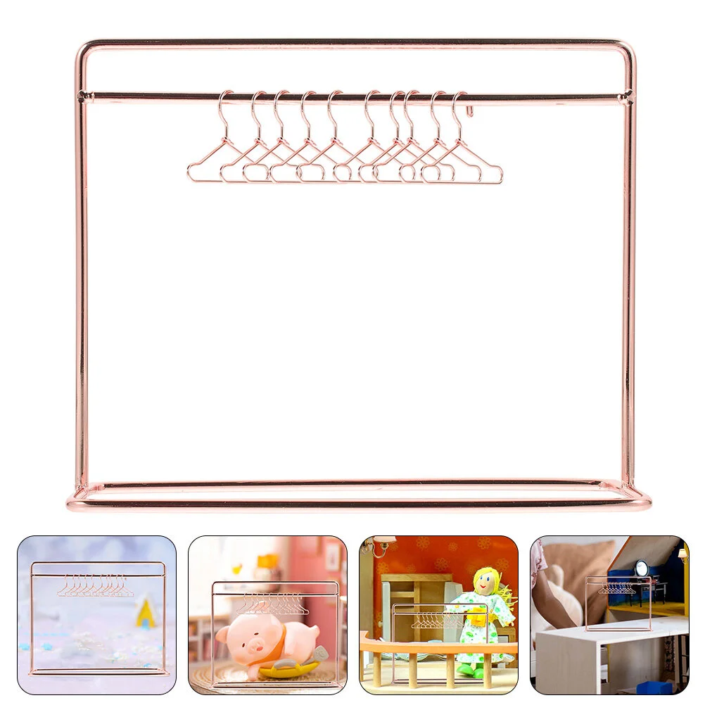 

Rack Clothes Hangers Hanger Mini Coat Dollhouse Clothing Garment Accessories Miniature Dress Baby Closet Costume Apparel Dry