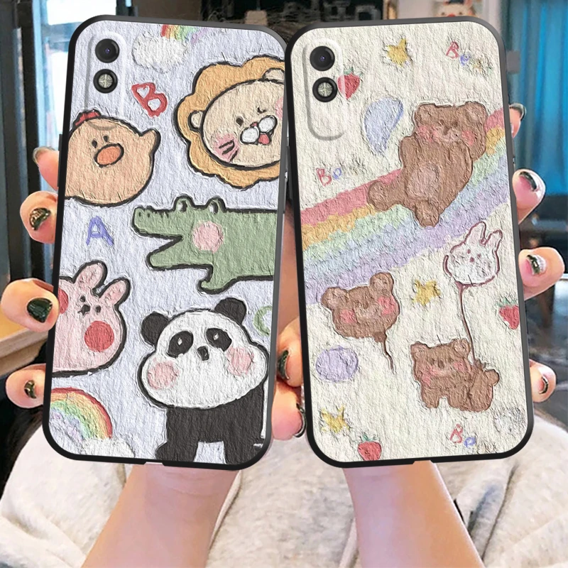 

Oil Painting Cartoon Phone Case For Xiaomi Redmi 7 7A 8 8A 8T 9 9T 9A 9C Note 7 8 9 9S Soft Carcasa Back Coque Liquid Silicon