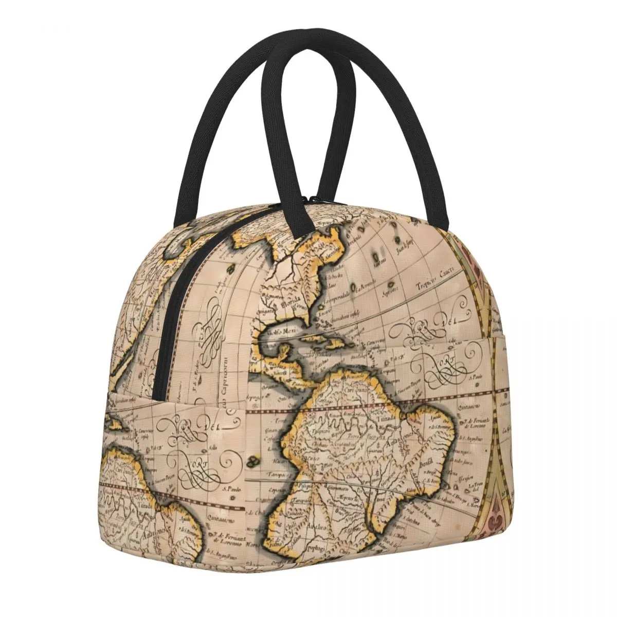 

Vintage World Map Lunch Bag For Girls Maps Print Lunch Box Outdoor Picnic Cooler Bag Portable Waterproof Thermal Tote Handbags