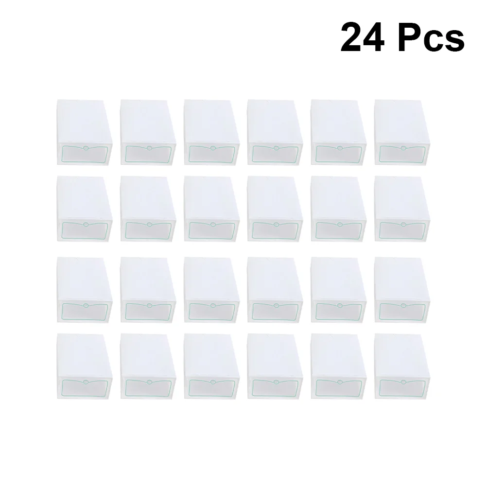 

24PCS Transparent Stackable Shoes Storage Box Thicken Shoe Container Plastic Shoes Box - Size (White)