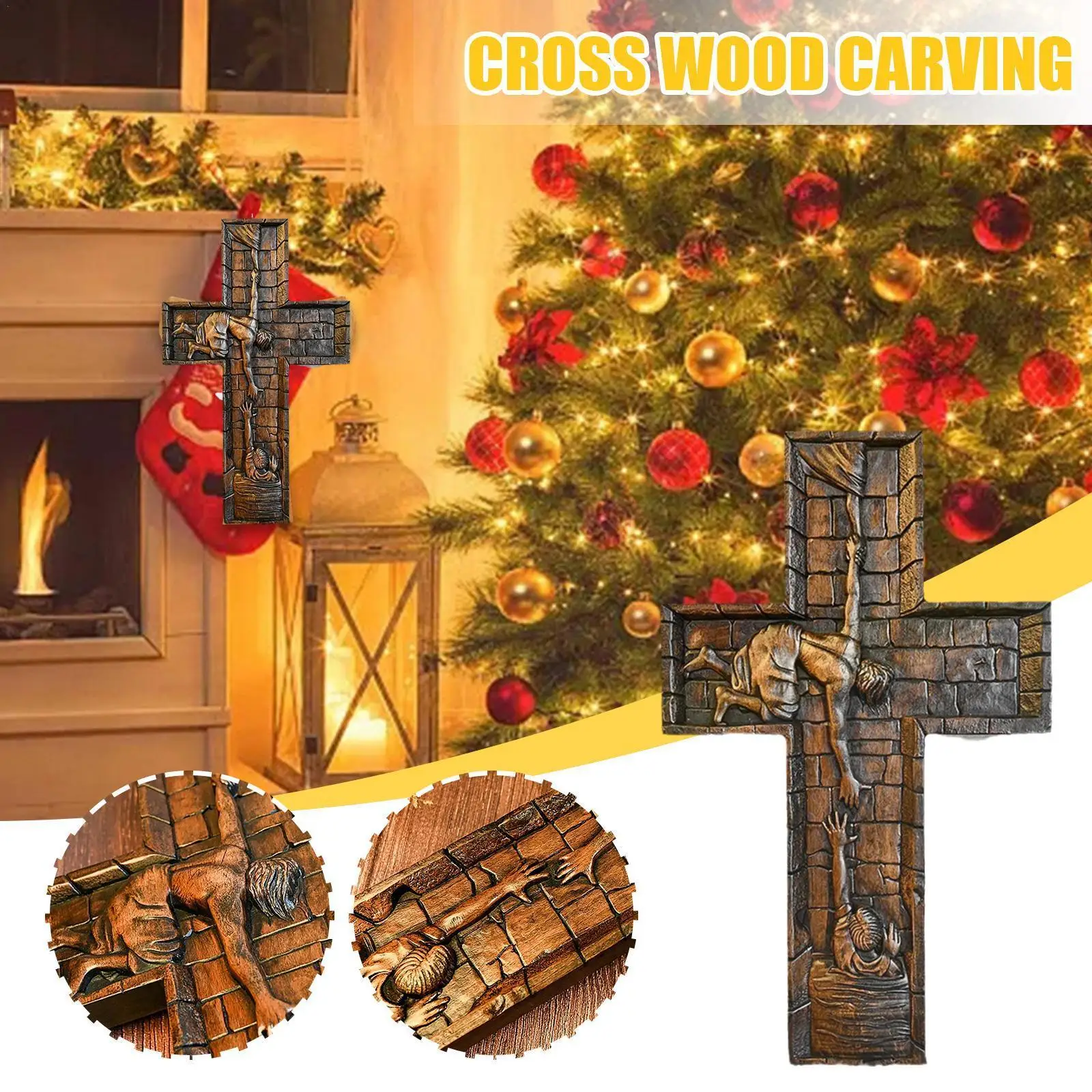 

Savior Wall Hanging Home Rescue Christian Wood Pendant Carving Christmas Decoration Religious E5g0