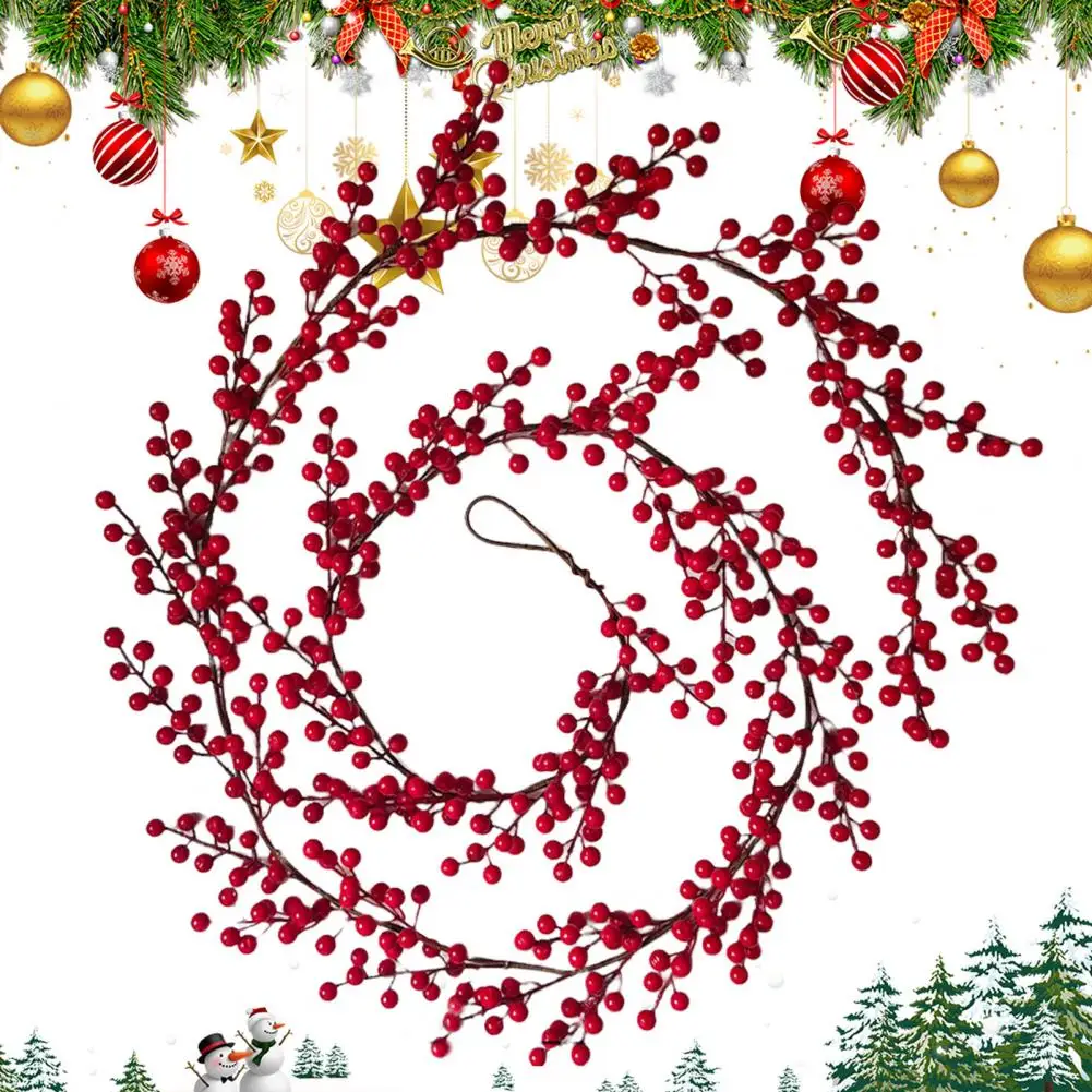 195/270 см искусственные красные ягоды гирлянда Рождественские подвесные фрукты