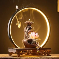 creative backflow waterfall incense burner exhaust electric incense burner chinese decoration traditional incenso censer aa50ib