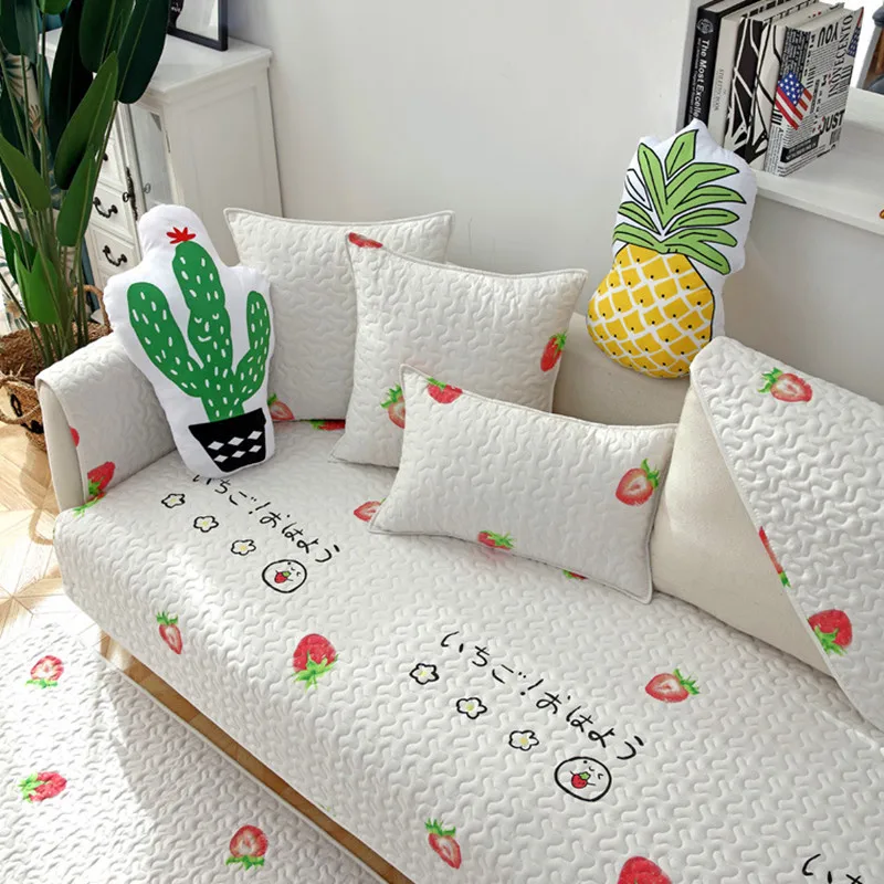 Sofa Towel Cotton Cushion Four Season Universal Non-slip Covers Chair Living Room Flowers Cartoon Patterns | Дом и сад