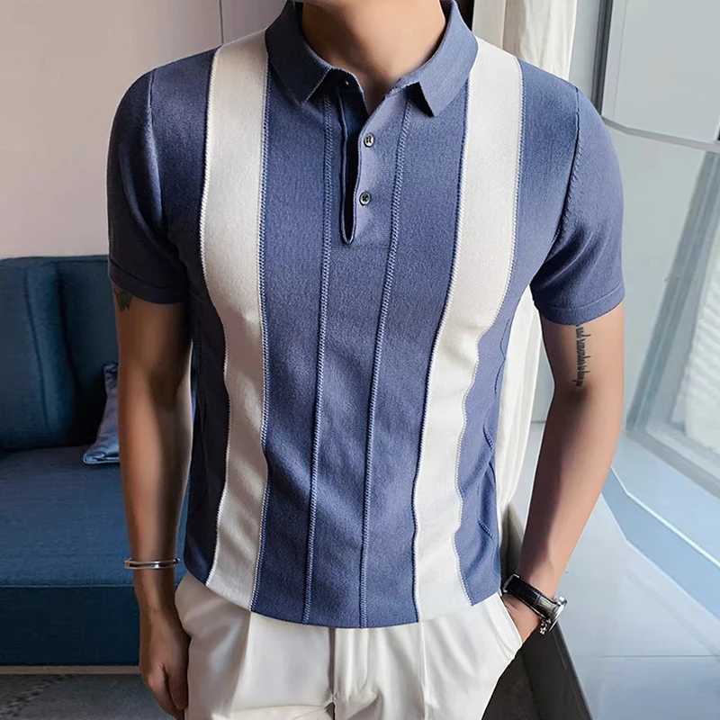 Летняя вязаная модная мужская футболка с винтажным рисунком в стиле пэчворк