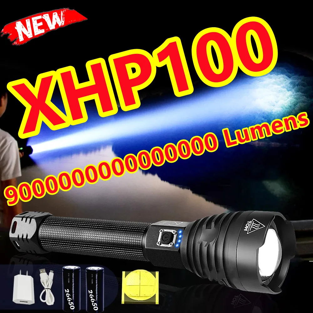 

NEWEST Xhp100 most power led tactical flashlight 18650 26650 Rechargeable USB Super Bright powerful torch light lantern lamp