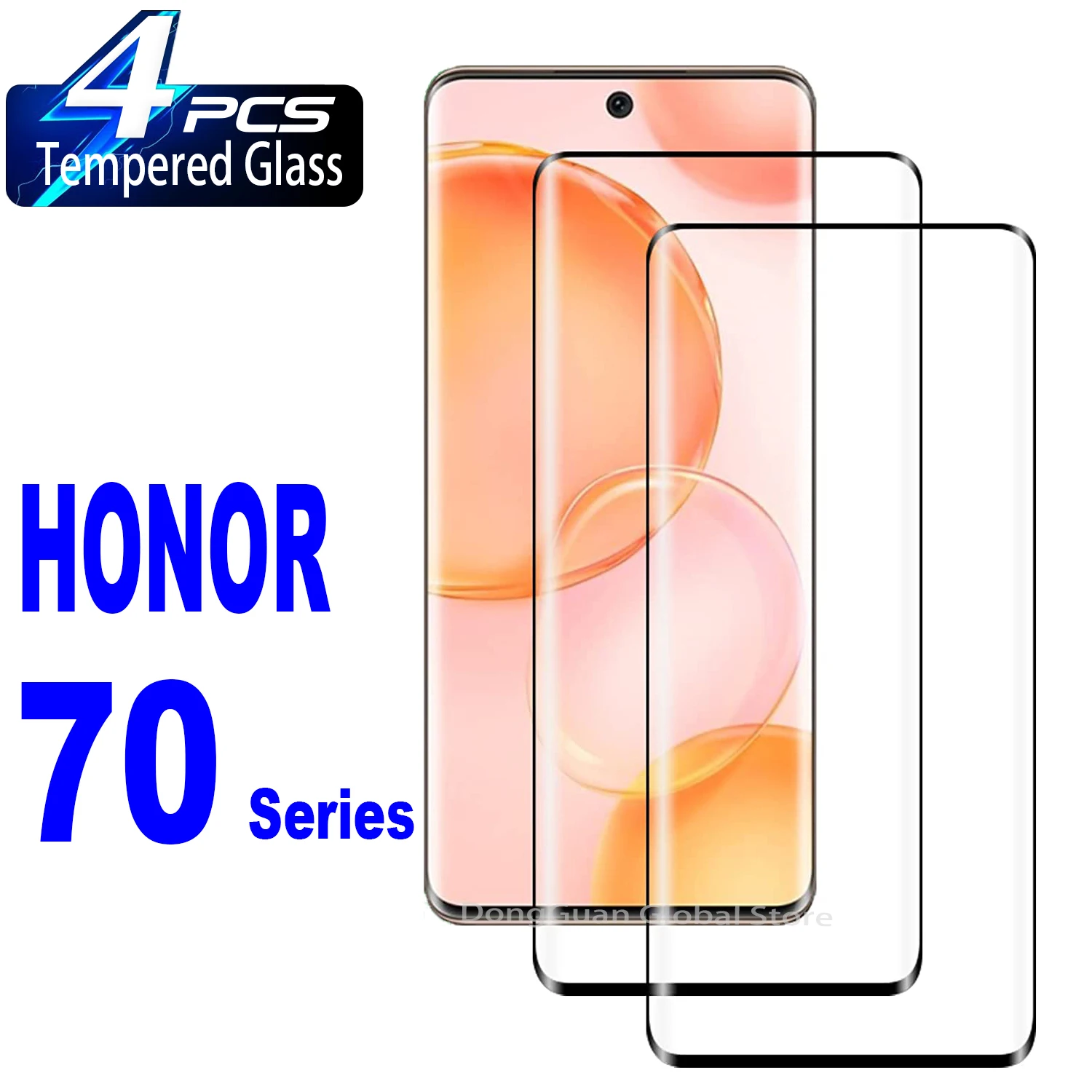 

2/4Pcs Tempered Glass For Huawei Honor 70 Pro Plus 50 60 Pro Fingerprint Unlock Curved Anti Scratch Screen Protector Glass