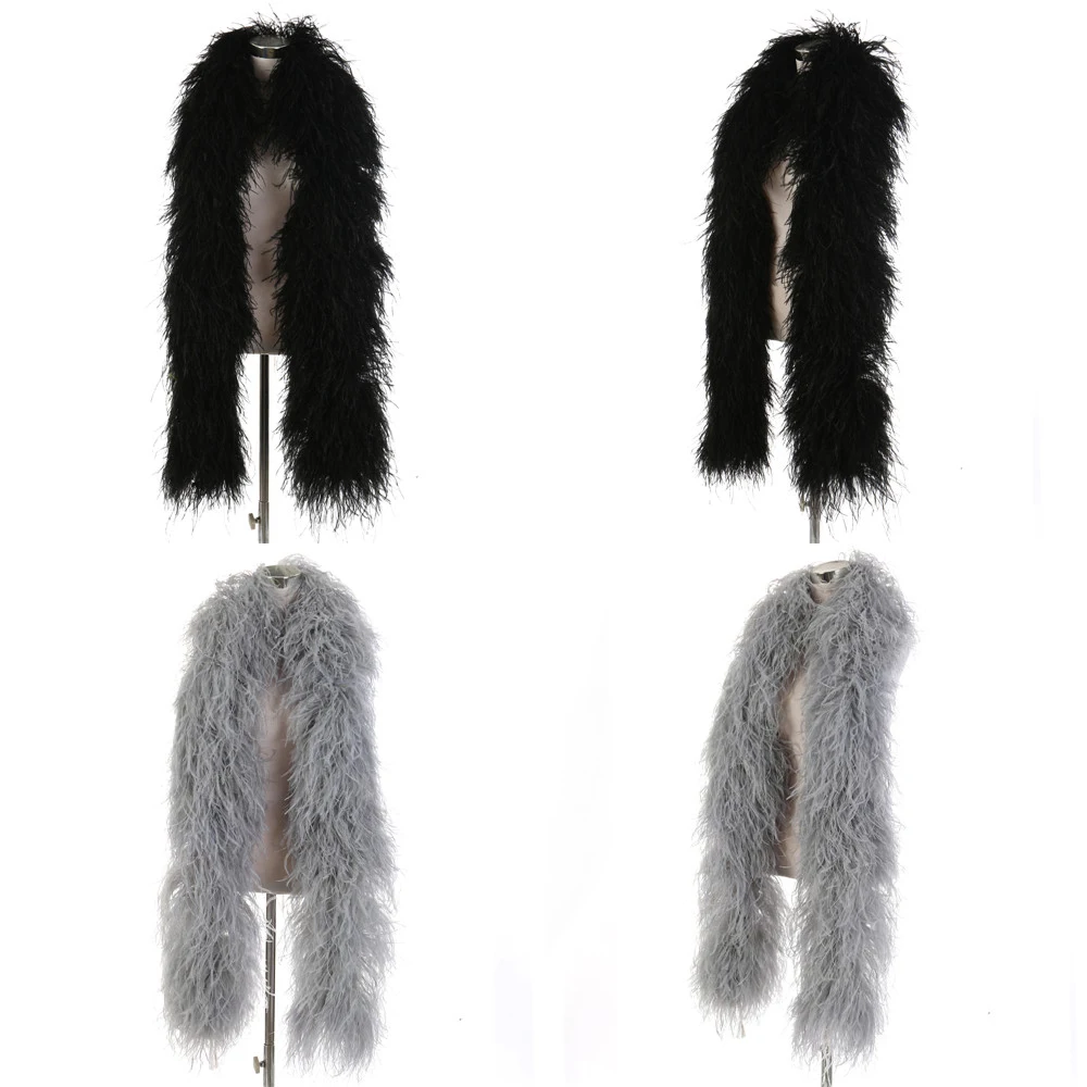 

2 Meter Ostrich Feather Boa Shawl Vintage High Quality Fluffy Ostrich Feathers for Wedding Dress Dcoration Boas 1-20 Layers