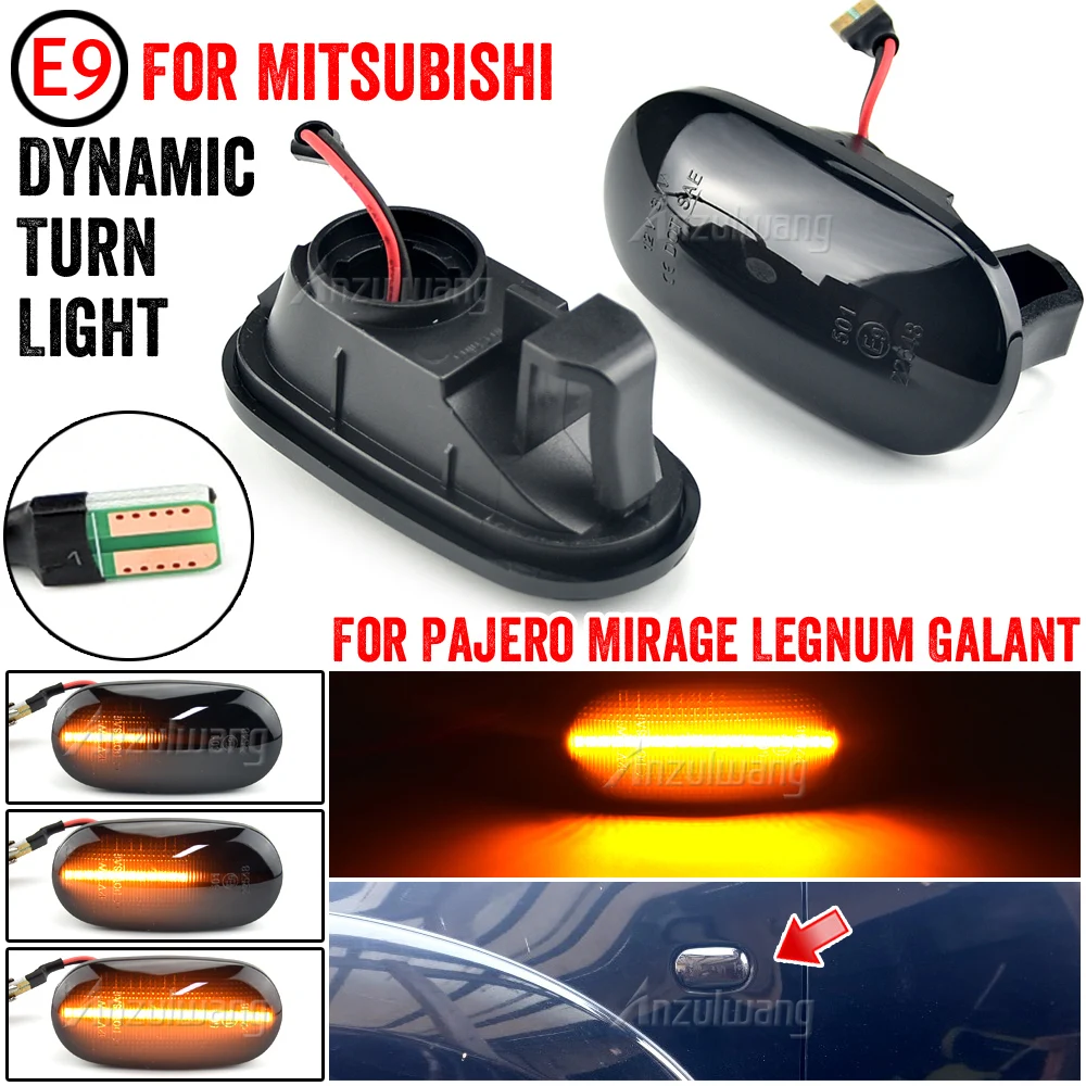 

2Pcs Smoked LED Side Marker Turn Signal Sequential Blinker indicator Lights For Mitsubishi Pajero Mirag Legnum Gelent 1998-2005