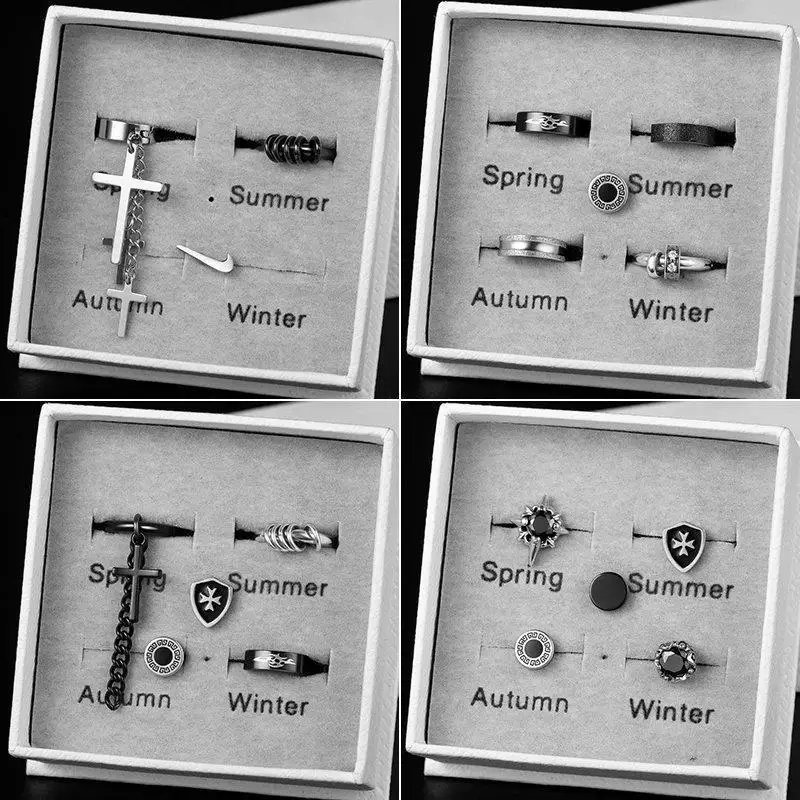 

Hip Hop Earrings Set Male Handsome Piercing Single Student Female Cool Cross Personality Stud Men Earring Jewelry