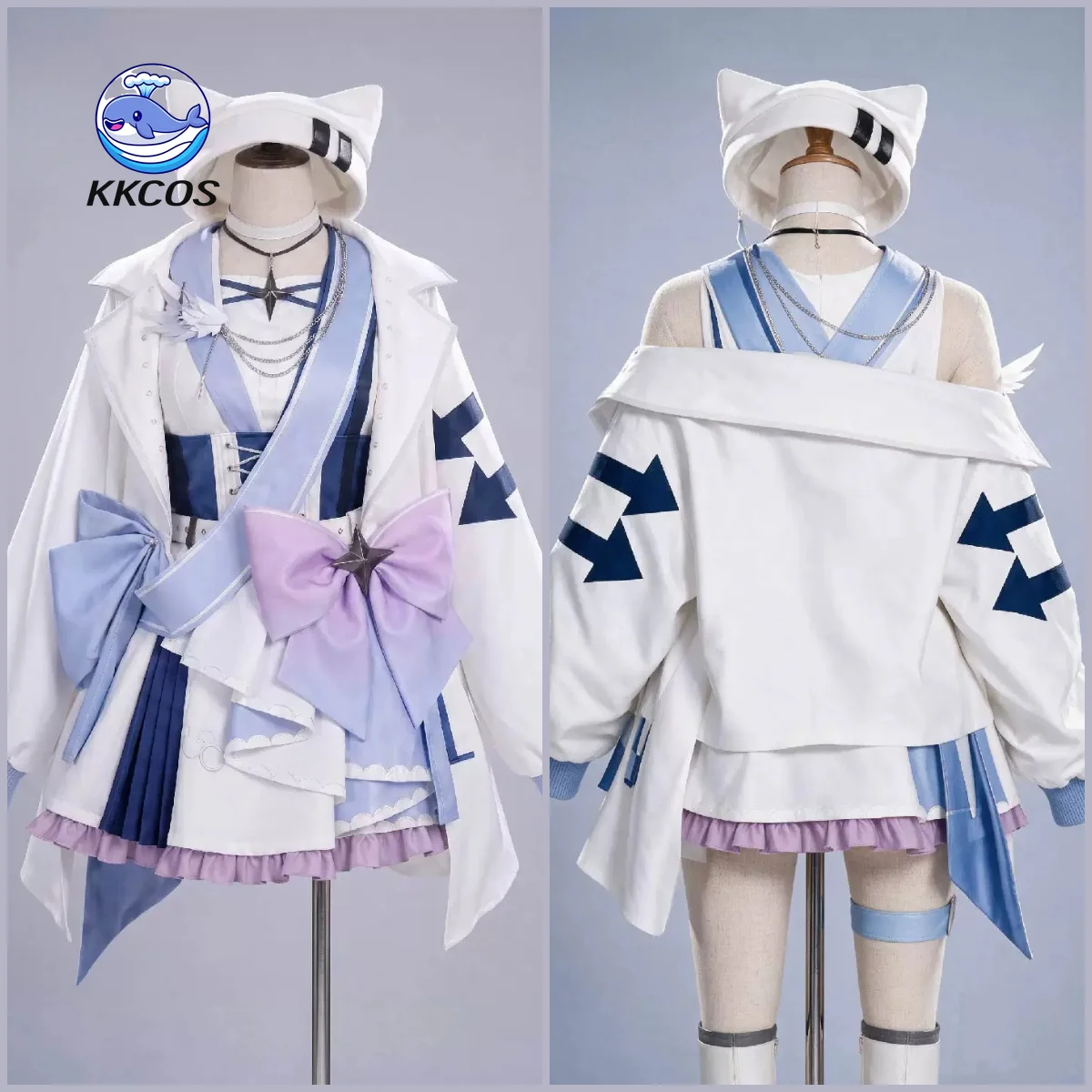 Фото KKCos BanG Dream! МойГо! Костюм для косплея Раны Канаме, полный комплект, новое бело-фиолетовое платье для Хэллоуина и вечеринок. №5