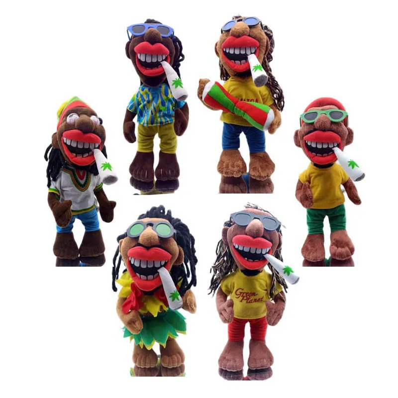 

6 Pcs 30cm Dirty Braid Black African Man Stuffed Dolls Kawaii Cartoon Crazy Brazilian Fan Plush Toy Dolls Gifts