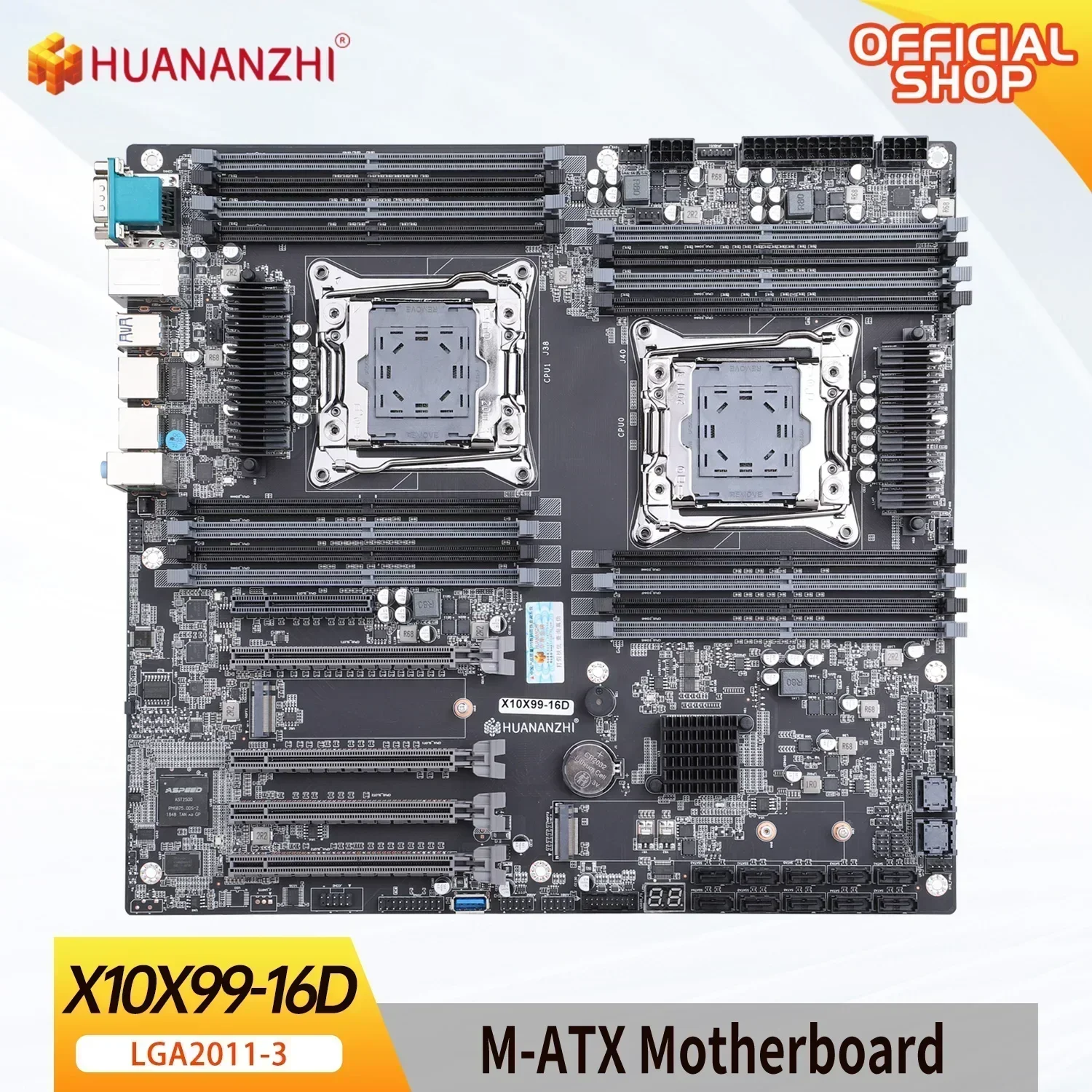 Материнская плата HUANANZHI X10X99 16D LGA 2011-3 XEON X99 с поддержкой двух процессоров Intel E5 2640 2666