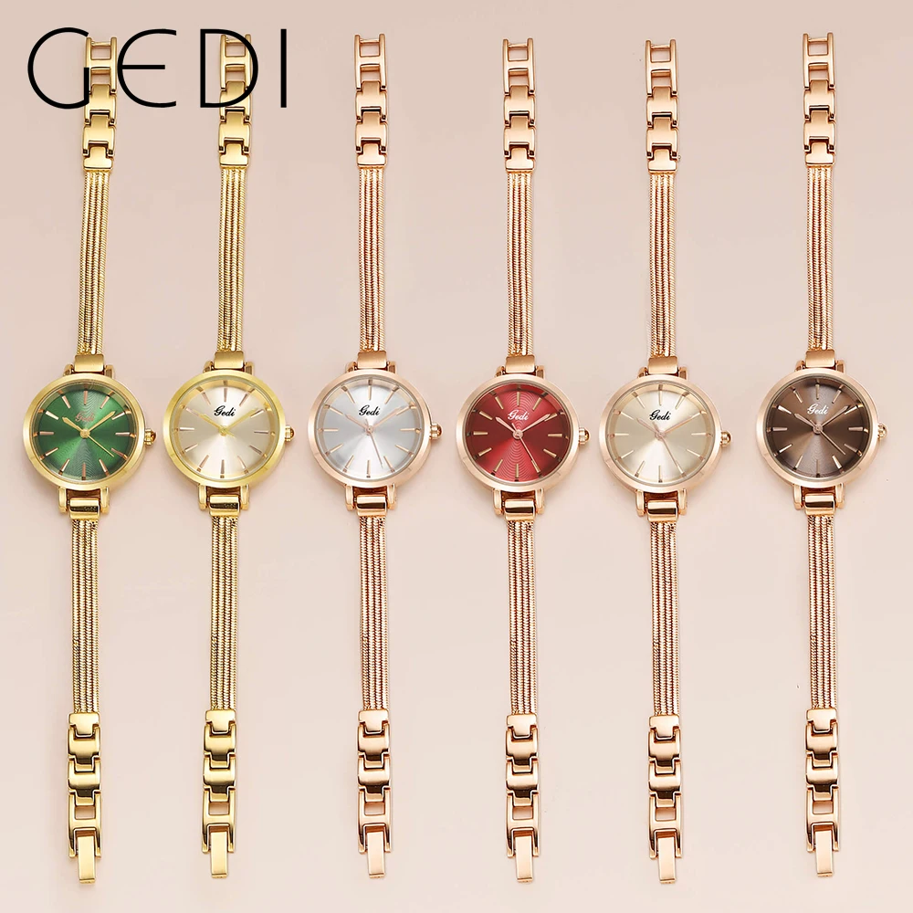 GEDI Ultra-thin Bracelet Watch Fashion Waterproof Women Watches Top Brand Luxury Stainless Steel Ladies Clock Relogios Femininos
