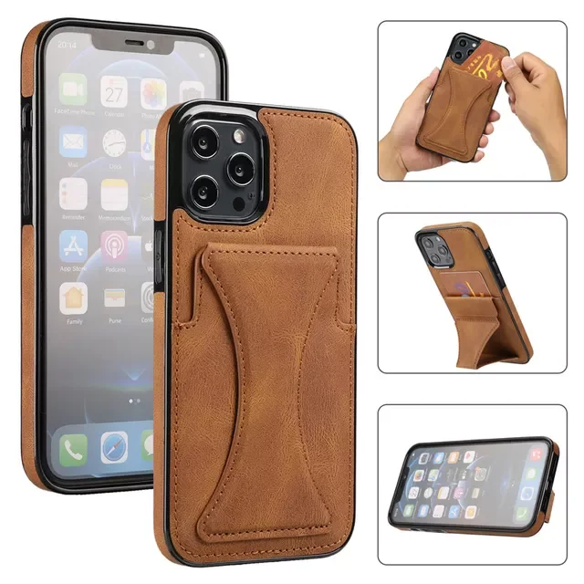 

for iPhone 13 Pro Max 11 12 Pro Max XS Max XR 7 8 Plus Funda Card Slot Coque Bracket Protective Phone Case Cover CapaNew Case