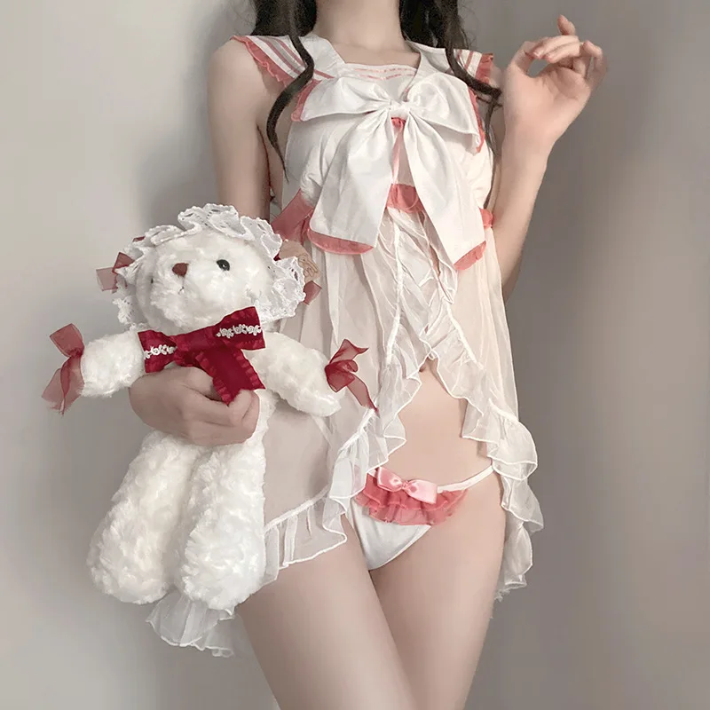 

New Sexy Two-Dimensional Bow Sailor Collar Student Uniform See-through Seduction Underwea