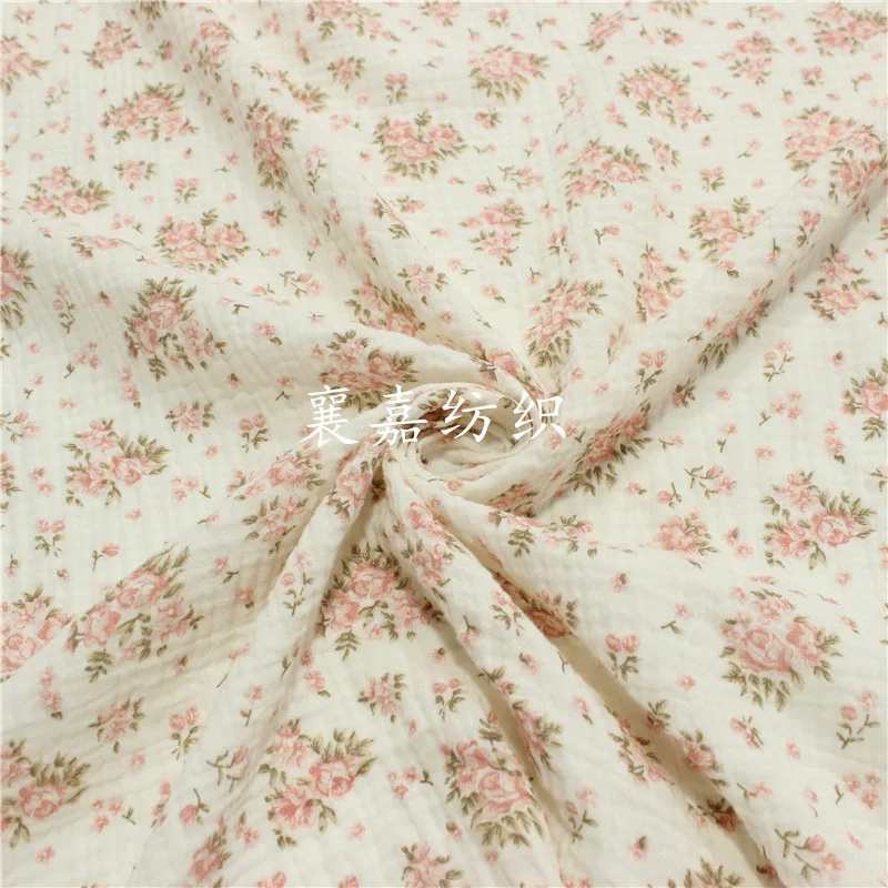 

50X 100% см хлопковый двойной марлевый креп японская и Корейская Маленькая детская одежда с цветочным рисунком пижамная ткань хлопок