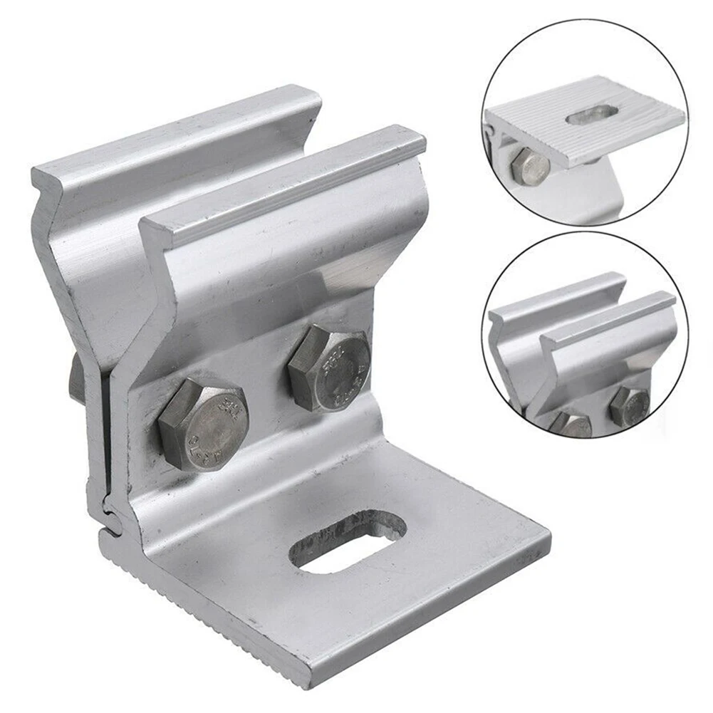 Mounting Bracket Solar Panel Stainless Steel 1pc Anodizing Fixing Clamp Mounting Bracket Sliver For Roof Clear Mill Finish