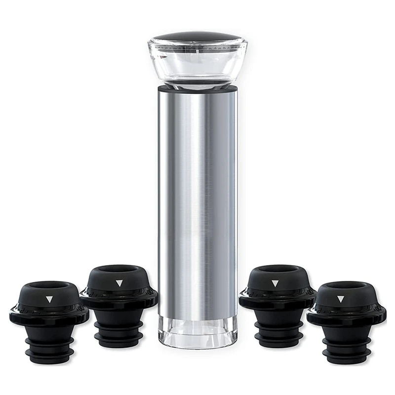 

Насос для экономии вина с 4 вакуумными пробками, многоразовый консерватор для вина, вакуумная пробка, пробка для бутылки вина для любителей ...