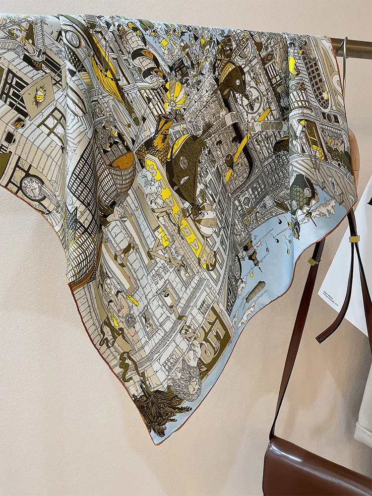 

Mulberry Silk Scarf 70cm Twill Square Bandanas Rolled Edge Scarfs Luxury Designer Women Neck Scarves Hijab Kerchief For Ladies